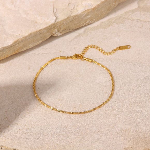 Fashion noble gold/silver sparkling design simple style versatile anklet - Picture 2 of 6